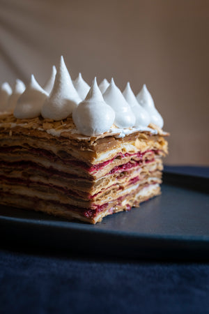 
                  
                    MIL HOJAS, VANILLA CUSTARD AND BERRIES CAKE
                  
                